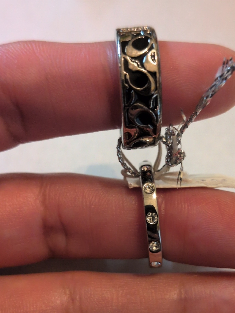 NWT COACH Black Enamel Signature Ring Set Size 6 95586 - Picture 4 of 8